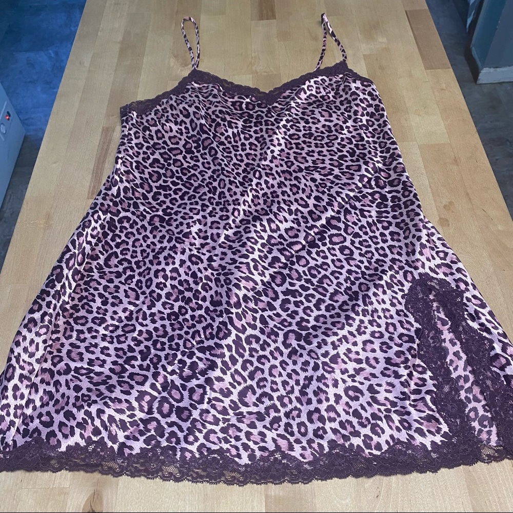 Victoria’s Secret Cheetah Print Satin Slip Dress Sz Medium